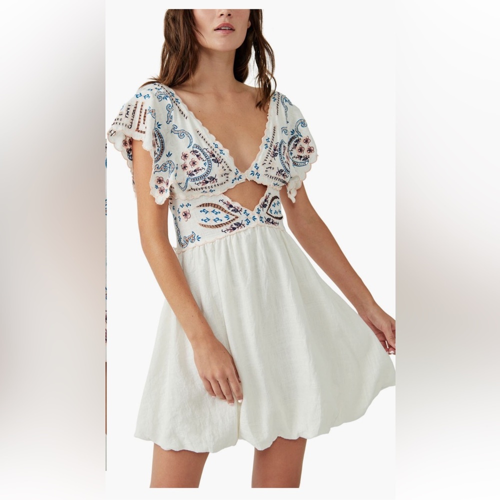 Free people Rambling Roads Embroidered Cutout Minidress Large
